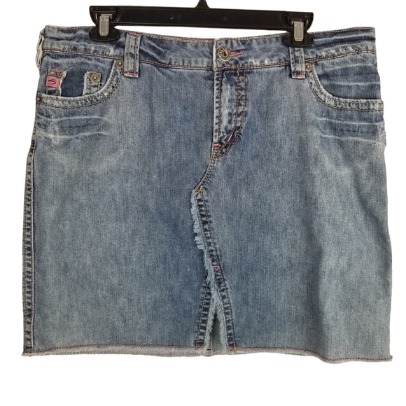 Silver Jeans Mini Raw Hem Jean Skirt Devah - Picture 3 of 9